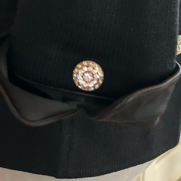 St. John Evening by Marie Gray black Santana rhinestone button jacket. - Picture 3 of 8